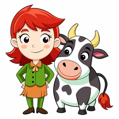 little girl with a cow