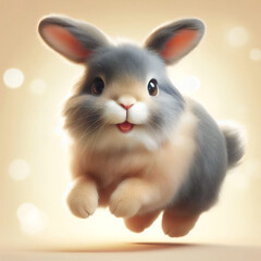 うさぎがこちらを見て可愛く跳ねているイラスト