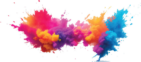 Multicolor powder explosion on White background. Colored cloud. Colorful dust explode. Paint Holi. colorful rainbow Holi paint color powder explosion with bright colors isolated white background.	