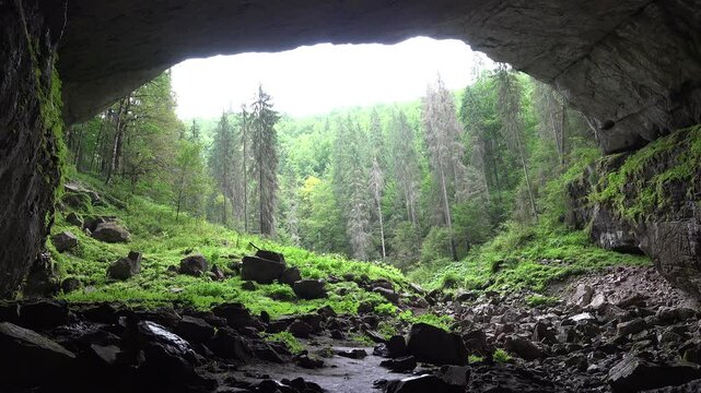 Cave, Tourists Exploring Coiba Mare Cave in Romania, People with Guide in a Trip in Mountains