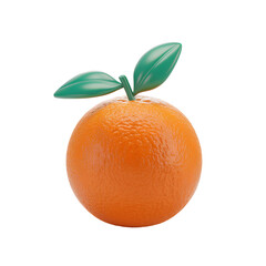 A juicy orange with green leaves, perfect for a refreshing snack or a healthy drink.