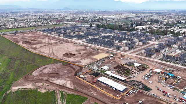 Construction of social housing in La Platina, La Pintana commune, metropolitan region, Santiago de Chile