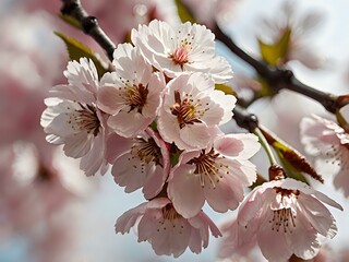 Obraz premium cherry blossoms in bloom photographed during the day directly on the tree