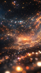 Naklejka premium Neon futuristic flashes on black background. Motion light lines backdrop. For banner, postcard, illustration. Blur neon light. Lens flare overlay. Bokeh fluorescent flash gleam. 