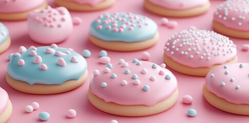 Fototapeta premium Deliciously soft cookie topped with a smooth layer of icing, perfect for any sweet treat lover.