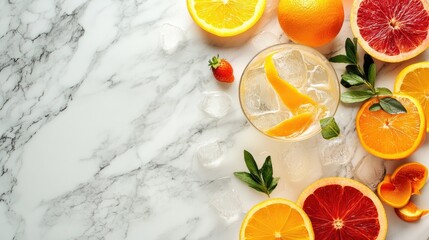 Refreshing Citrus Cocktail with Bright Fruits