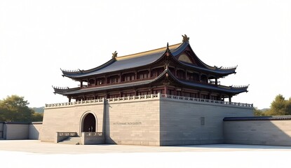 Illustration of historical building design of Kingdom in Asia during the Middle Ages. Generate AI