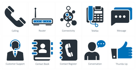 A set of 10 business icons as calling, router, connectivity