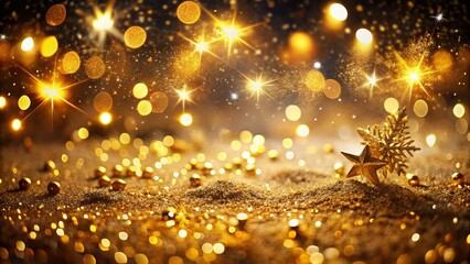 Obraz premium Golden Sparkles Template for Luxury Dust and Bright Glowing Confetti | Christmas Magic Lights with Glittering Elements for Festive Celebrations and Events