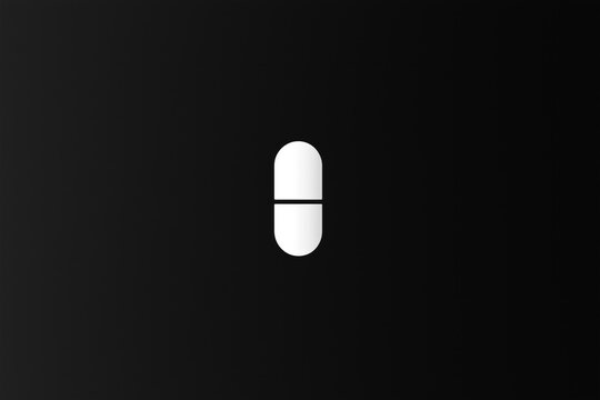 recommend clip art: White capsule centered on a solid black background, creating a stark contrast