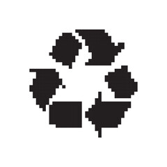icon recycle pixel art, vector illustration on isolated background.