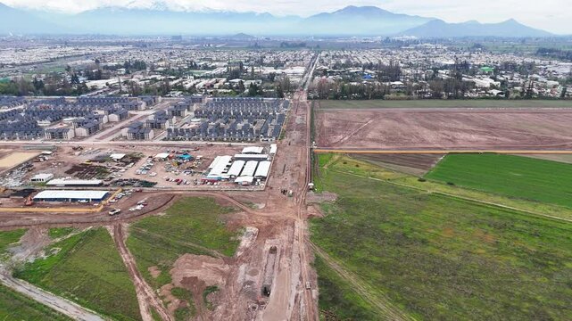 Construction works for social housing in La Platina, La Pintana commune, metropolitan region, Santiago de Chile