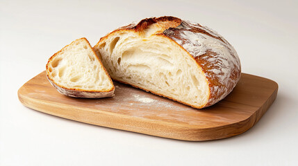 Rustic Artisanal Loaf of Bread on Wooden Board