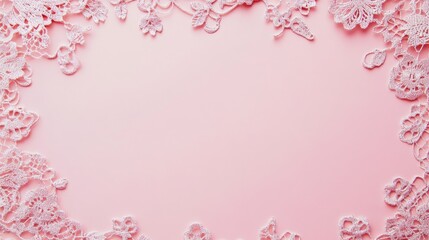 Photo of, Pink background with elegant lace texture and vintage floral elements for design, banner template