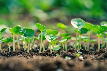 Planting young green plants as symbols for a fresh start
