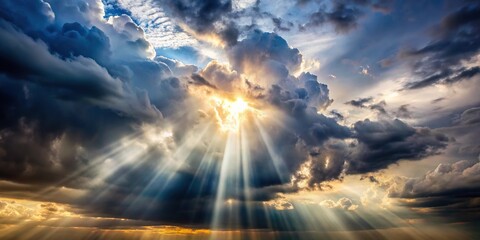 Sunlight breaking through storm clouds over a vast Point of View