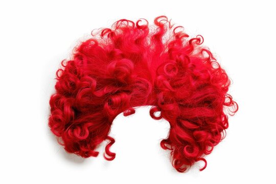 red clown wig on white background