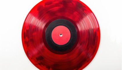 Red plastic vinyl lp record isolated on white