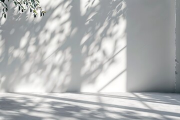 White room with sunlight and shadows on the wall
