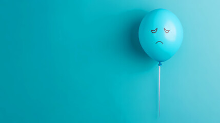 Sad Blue Balloon Against Matching Background