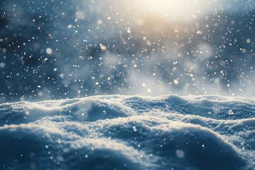 Winter background with snowflakes and bokeh
