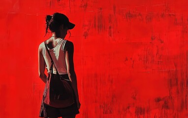 Red background with a velvet texture, creating a luxurious and rich visual 