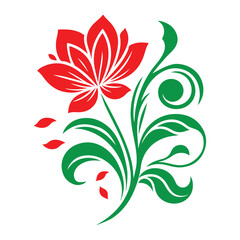 Vector red rose floral silhouette for graphic