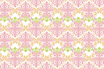 Boho Floral Seamless Pattern with Pink Roses Botanical Watercolor Design Ethnic Style Green Leaves for Fashion Textile Vintage and Modern Wallpaper Use