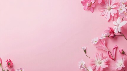 Photo of, Pink background with gentle gradients and floral arrangements for design, banner template