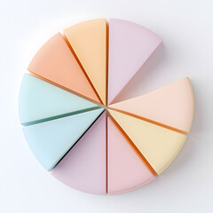 Top view 3d pie chart isolated on white
