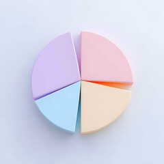 Obraz premium Top view 3d pie chart isolated on white 