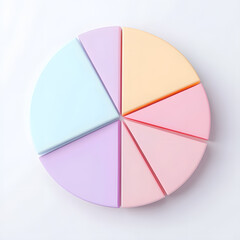 Obraz premium Top view 3d pie chart isolated on white 