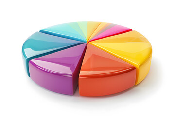 Obraz premium Top view 3d pie chart isolated on white 
