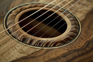 Obraz premium The acoustic guitar s sound hole