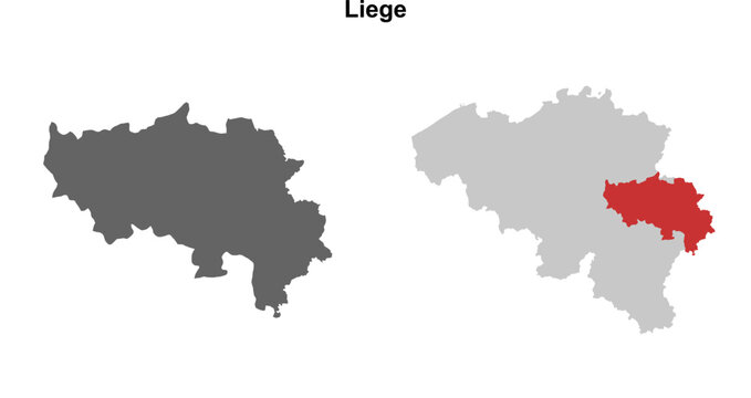 Liege province blank outline map set