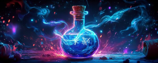 Enigmatic Potion in Mystical Dark Background
