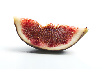 A single slice of fig fruit , isolated on a white background