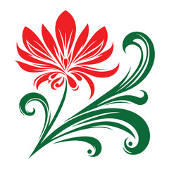 Vector red rose floral silhouette for graphic