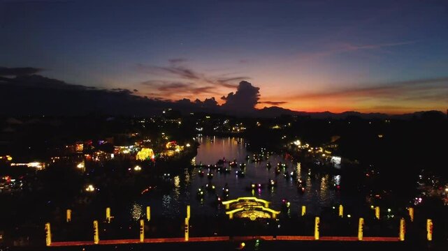 Hoi An - An Hoi Bridge - Thu Bon river after sunset