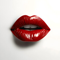 Obraz premium Red lips on a white background