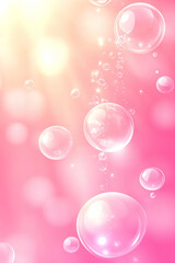 Colorful Transparent Bubbles in a Dreamy Sky Background with Sparkling Light Effects – Perfect for Soft, Gentle, and Playful Design Projects