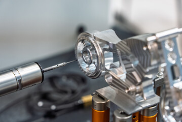 3D coordinate measuring machine. 3d precision measurement on machine quality control parts. Measuring machine for finished parts after cnc machining. Measuring machine.