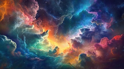 Surreal sky with unusual cloud formations and bright colors, imaginative and otherworldly, ideal for fantasy-themed stock photos,