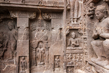 Esquisite Architecture at Ajanta caves near Aurangabad India. These are 30 rock-cut Buddhist cave...