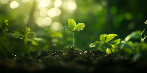 Young Sprouting Plant in Morning