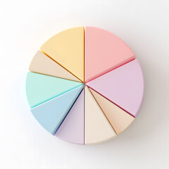 Obraz premium Top view 3d pie chart isolated on white