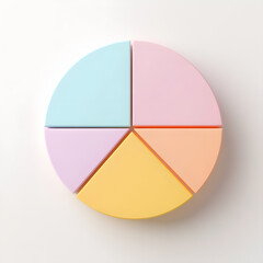 Fototapeta premium Top view 3d pie chart isolated on white
