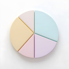 Obraz premium Top view 3d pie chart isolated on white