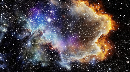 Naklejka premium Surreal Abstract Nebula, Swirling Colors and Stars for Cosmic Wonder.