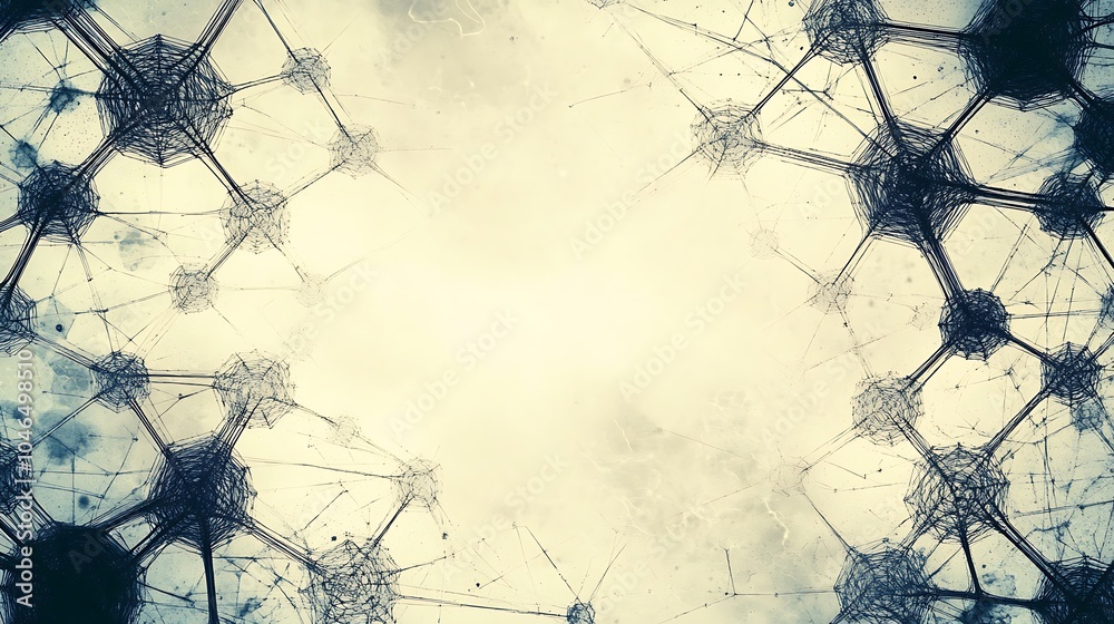 Poster Abstract digital art with an intricate network of lines and shapes surrounding a bright white center.